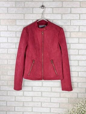Marc New York Andrew Marc Mauve Rose Faux Suede Moto Jacket Size S